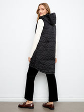 Knee Length Quilted Vest with Detachable Hood