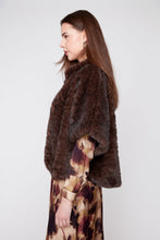 Faux Fur Poncho with Hidden Buttons