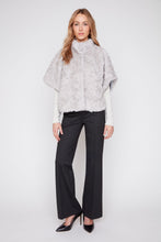Faux Fur Poncho with Hidden Buttons