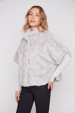 Faux Fur Poncho with Hidden Buttons
