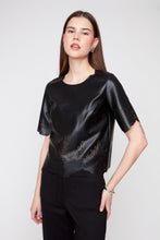 Pleather Top with Scalloped Hem