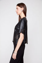 Pleather Top with Scalloped Hem