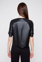 Pleather Top with Scalloped Hem