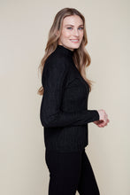 Mock Neck Wave Knit Sweater