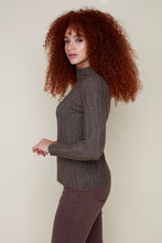 Mock Neck Wave Knit Sweater