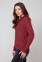 Mock Neck Wave Knit Sweater