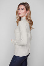 Mock Neck Wave Knit Sweater