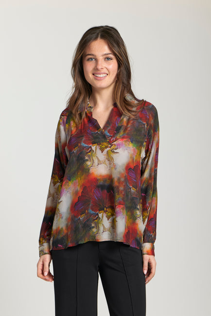 Red Floral Blouse