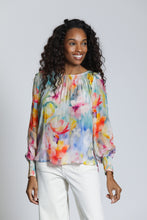 FLoral Top with Smocked Cuff