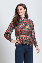 Stained Glass Blouse with Ruched Collar