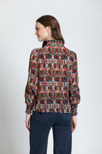 Stained Glass Blouse with Ruched Collar
