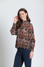 Stained Glass Blouse with Ruched Collar