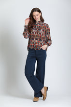 Stained Glass Blouse with Ruched Collar