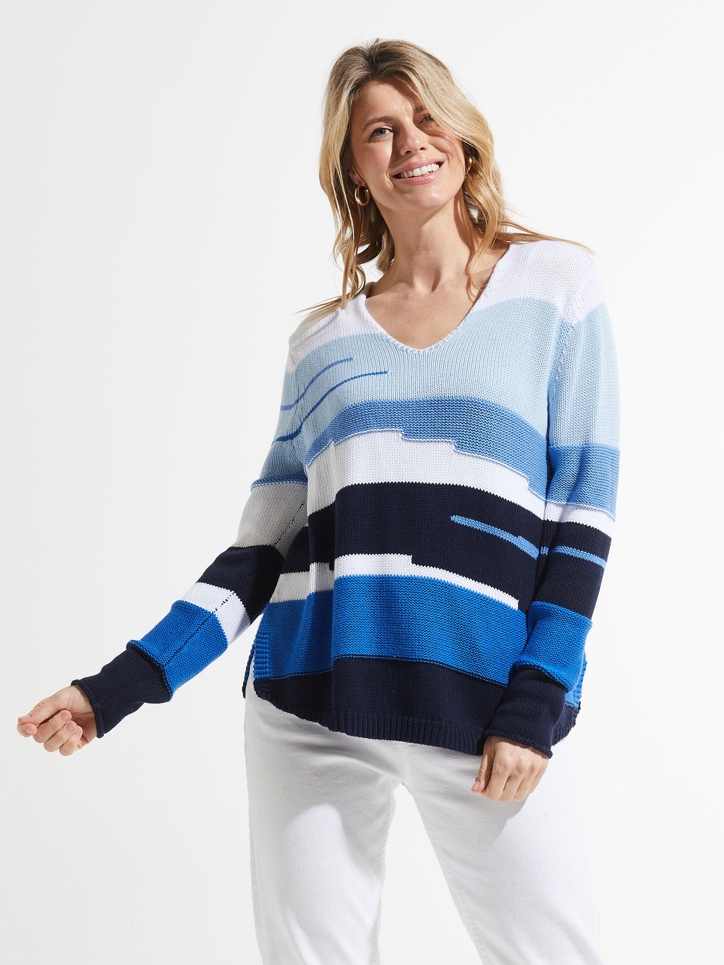 Colour Block Stripes Sweater