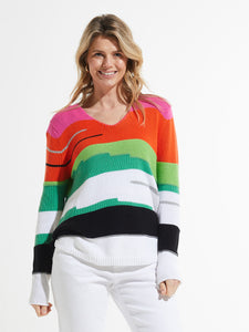 Colour Block Stripes Sweater