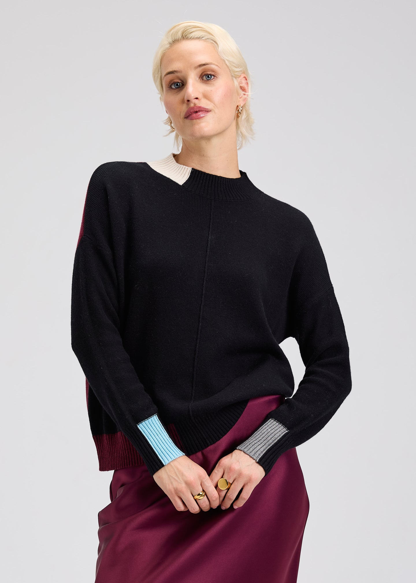 Colour Block Trim Sweater