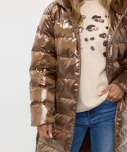 Hooded Quilt Metallic Coat