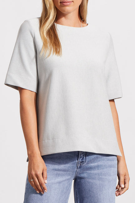 Boat Neck Elbow Sleeve Top